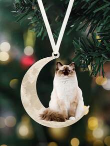 1 Peça Decoração Acrílica Gato Sentado na Lua Pingente, Decoração de Casa, Enfeite de Árvore, Decoração Suspensa de Janela, Lareira, Jardim, Presente para Família, Amigo, Amante de Animais, Decoração, Decoração de Casa, Decoração de Quarto, Decoração de Parede