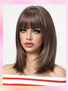 Tóc giả tổng hợp TOPSHE cho phụ nữ trông tự nhiên hàng ngày dự tiệc Tóc giả dài hàng ngày dự tiệc Quà tặng Halloween Giáng sinh - Hồng nâu - Xem 5