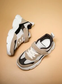 1 Par de Tênis Esportivos Casuais Leves, Respiráveis e Antiderrapantes com Blocos de Cores, Adequados para Primavera/Verão, para Meninos