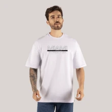 Oversize Long Sleeve T-Shirt Street Fashion Skate Cotton Miami Usa - 白色 - 查看 1