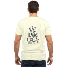 Camiseta Algodão Confortável Estampada Premium Não temas Frente Costas