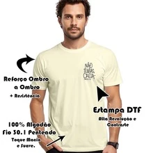 Camiseta Algodão Confortável Estampada Premium Não temas Frente Costas