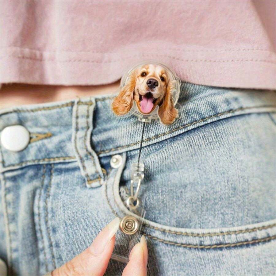 1 Pc Personalized Acrylic Custom Your Dog Cute Photo Badge Reel