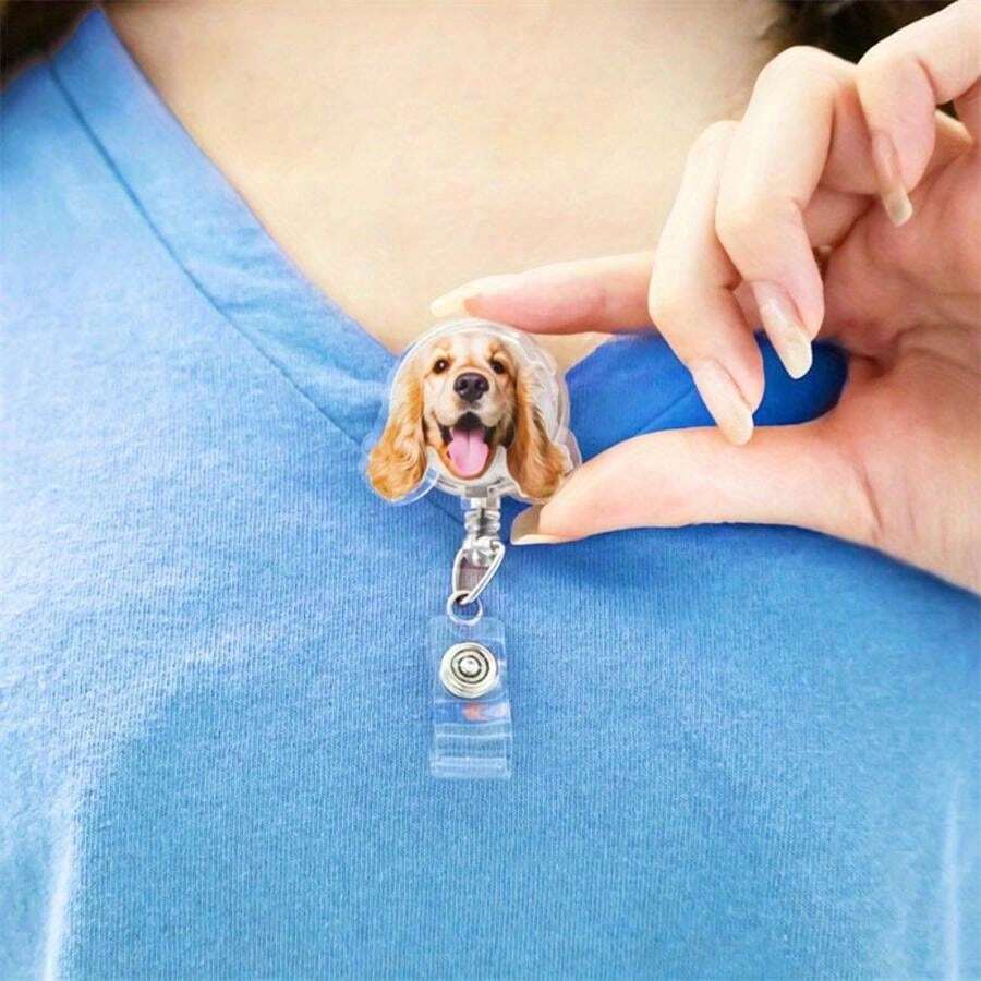 1 Pc Personalized Acrylic Custom Your Dog Cute Photo Badge Reel