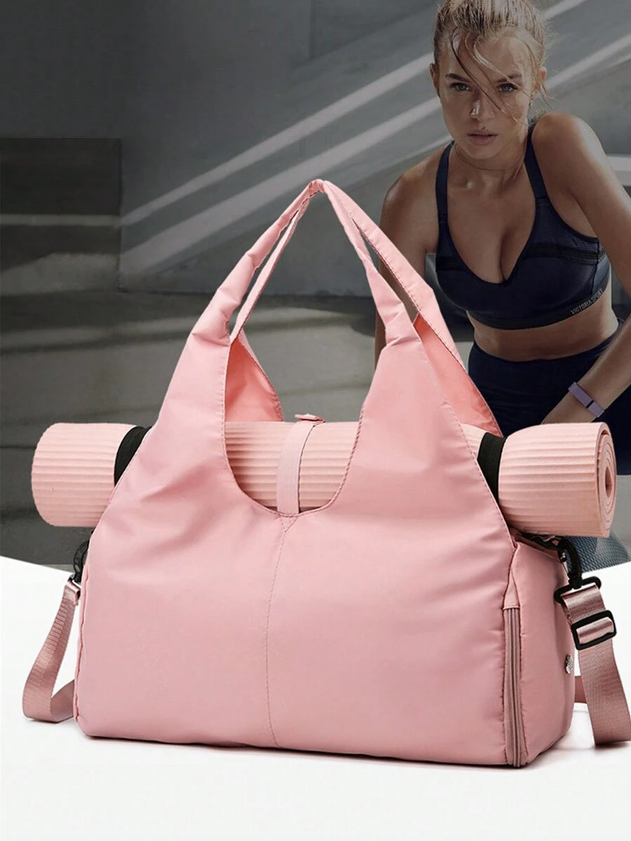 1 件大容量手提训练包旅行包瑜伽包带鞋隔层干湿分离时尚单肩包