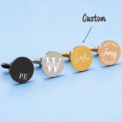 Gravierte Manschettenknöpfe für Trauzeugen, personalisierte Manschettenknöpfe für Männer, Manschettenknöpfe mit Initialen für Väter, Geschenk für Trauzeugen, Bräutigam Hochzeit Manschettenknöpfe, Geschenk für den besten Mann