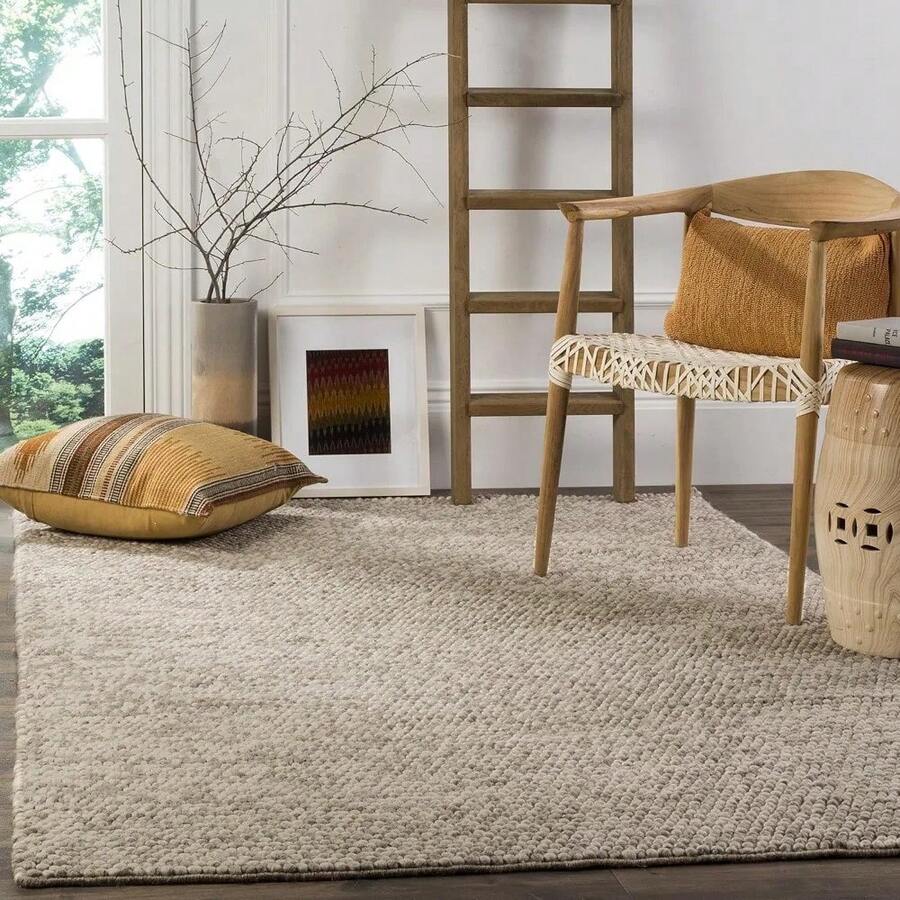 Indoor Area Rug - 8' X 10', Beige, Handmade Wool, Ideal For High Traffic Areas In Living Rooms, Rugs - 米色 - 查看 1