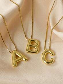 MECYLIFE 1pc Stainless Steel 3D Bubble Letter Design Necklace