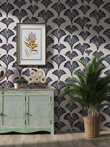 1buc, Peel & Stick Imprimat cu artă europeană Frunze de ginkgo alb-negru, gresie și hârtie de perete, decorațiuni pentru interior pentru renovarea mobilierului, detașabil, autoadeziv, impermeabil, anti-alunecare, rezistent la uzură, hârtie de vinil pentru raft și rolă de căptușeală pentru sertar pentru uz casnic, autocolante pentru renovare. Panouri de perete, hârtie de perete, tapete, articole de decorare de primăvară împrospătează-ți casa, autocolante de decor Rama