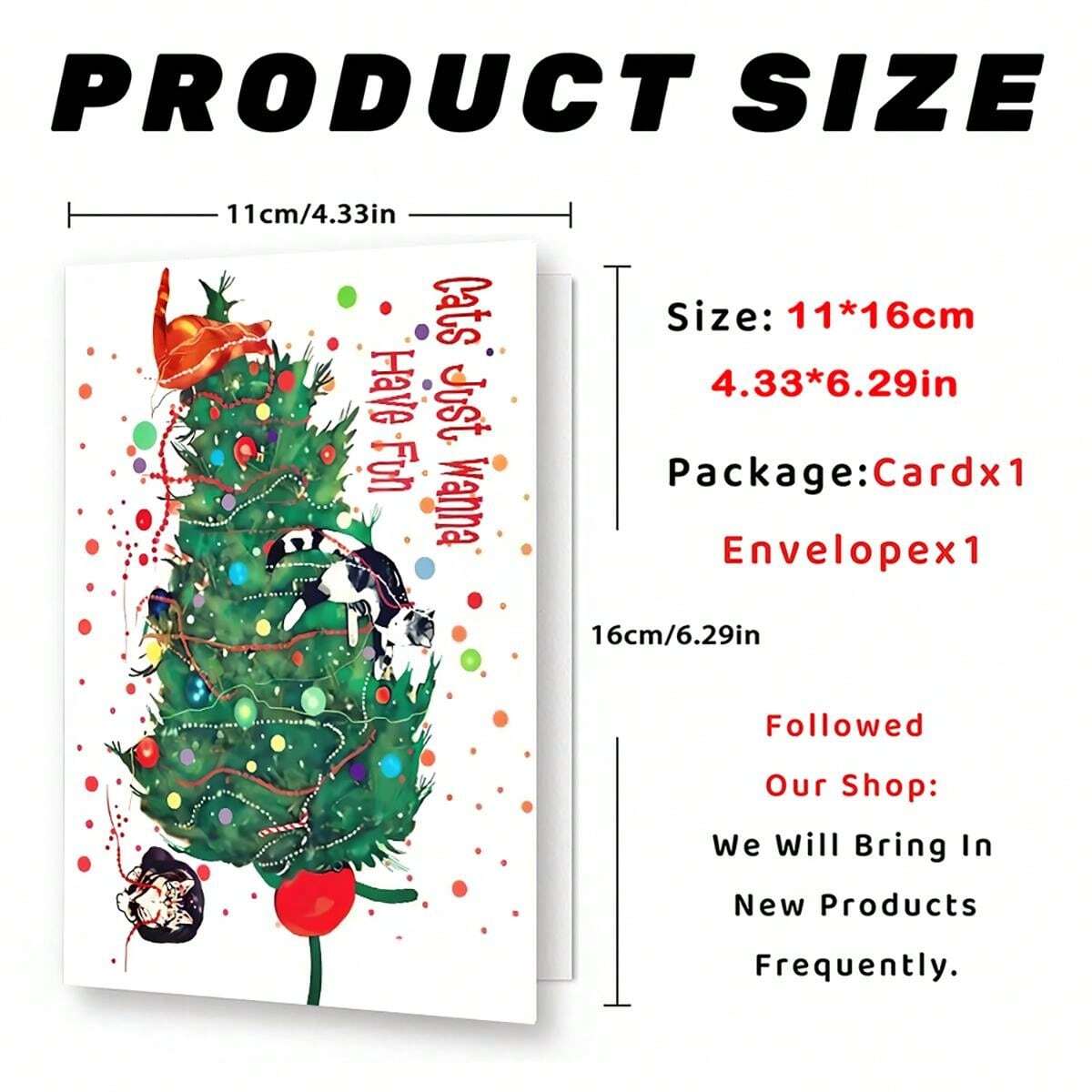 1pc 4.33 X 6.29 Funny Cards, Humorous Cartoon Christmas Greeting Card