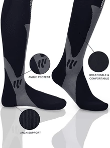 1 par de calcetines de compresión Medias de soporte para hombres calificadas como las mejores para viajes, vuelos largos, regalo de Navidad para amigo, madre, padre, trabajo, atletismo, gimnasio, deporte, running, senderismo, ciclismo