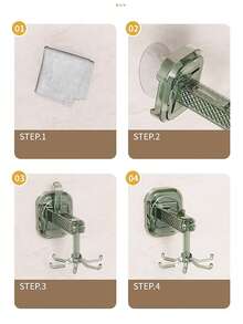 1 件装厨房墙壁和橱柜天花板旋转挂钩，6 爪旋转挂钩匙，适用于浴室、厨房、梳妆台、门、玻璃窗、入口储物，透明 - 彩色 - 查看 5