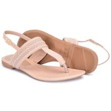 Women's Flat Sandals With Buckle - khỏa thân - Xem 3