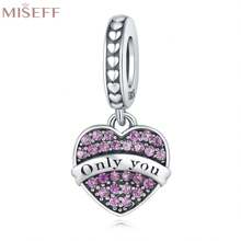 MISEFF 全新 1 件 925 纯银 Only You Forever 心形吊坠适合女士女孩 DIY 珠宝饰品情侣礼物 - 紫色 - 查看 1