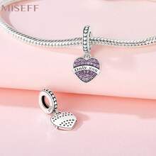 MISEFF 全新 1 件 925 纯银 Only You Forever 心形吊坠适合女士女孩 DIY 珠宝饰品情侣礼物 - 紫色 - 查看 2