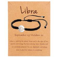 1 pieza Pulsera unisex con de los 12 signos del zodíaco, hecha a mano de acero inoxidable trenzado, de moda