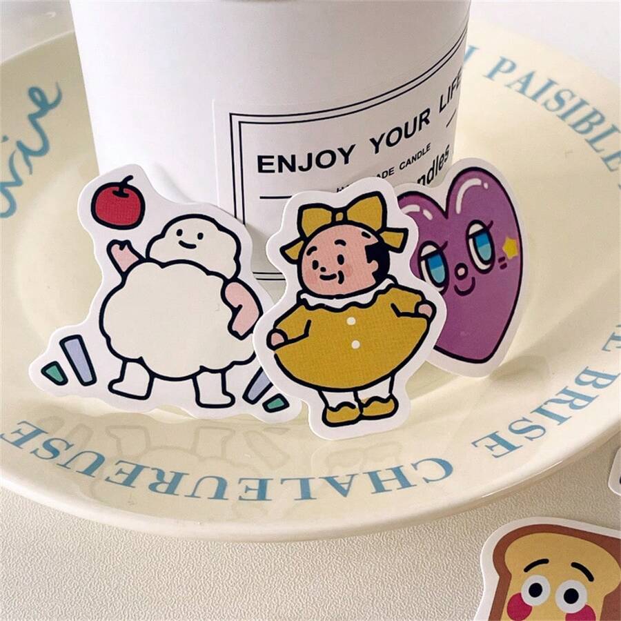 90 Pcs/Pack Korean Style Sticker Set, Waterproof Decorative Doodle