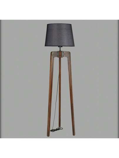 Well Home Vloer Lamp Cone Shade Fir Wood Body, Dark Walnut Black, Tanganica Collection, 45x45x170, 27 Socket Max 60 W. Free Shipping In 24/48h view 3