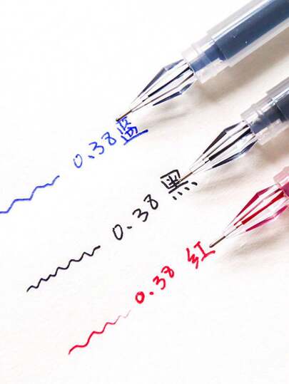 3pcs/Set Rhinestone Tip Gel Pens, 0.5mm Fine Point, Large Capacity Black/Blue/Red Ink, Suitable For Exams, Signatures, Writing, School & Office Supplies Back To School