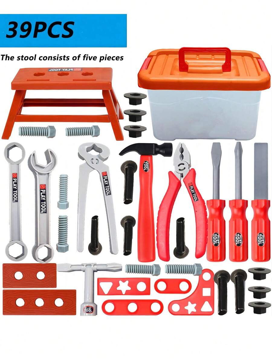 1 Bộ đồ chơi hộp dụng cụ sửa chữa cho trẻ em, Trò chơi tương tác giáo dục cha mẹ và con cái sớm, Trò chơi nhà mô phỏng công nhân sửa chữa cho trẻ em, Rèn luyện khả năng thực hành và sáng tạo của trẻ em, Tặng trẻ em những món quà năm mới thú vị