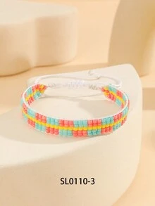 1 chiếc vòng tay hạt thủ công họa tiết hoa Bohemian thời trang độc đáo, có thể điều chỉnh dành cho phụ nữ, thích hợp để hẹn hò, đi nghỉ và đeo hàng ngày - 5 hàng - Xem 13