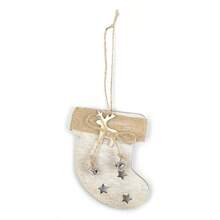 1pc Wooden Christmas Tree Ornament With Five-Pointed Star, Reindeer, Mitten And Sock Decorations, Christmas Decor