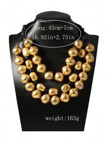 1 chiếc vòng cổ đính hạt nhiều lớp cao cấp phong cách châu Âu và Mỹ cổ điển sang trọng phóng đại - vòng cổ ba hạt - Xem 7