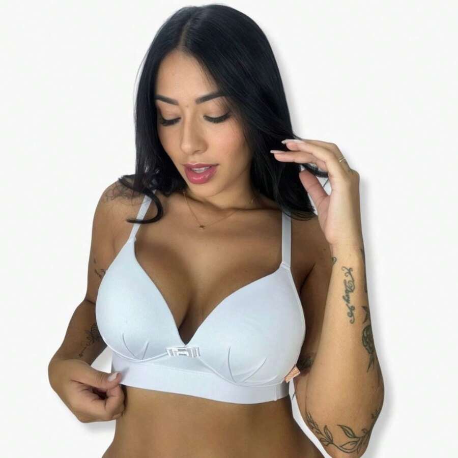 Comfort Bra Microfiber Soft Cup Soft Without Arch Support Comfortable Day Day Smooth Fashion Lingerie - trắng - Xem 1