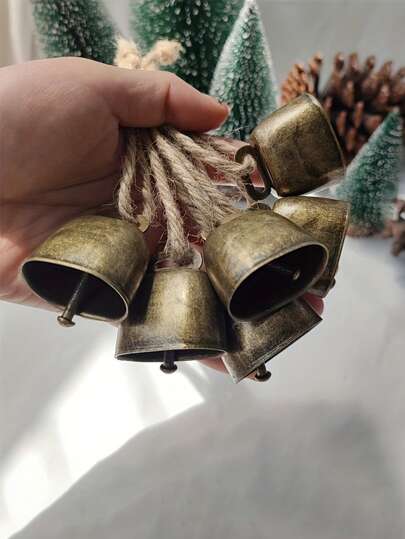 Vintage Color Cast Iron Jingle Bells - Perfect For Christmas Tree Decorations, Easter, And Thanksgiving! Features Hanging Jute Rope, Ideal For Rustic Holiday Decor, Pets, And Livest Best Gifts Birthday Home Decor Christmas Decorations Room Decor