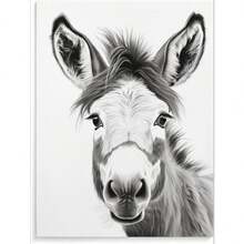 Funny Donkey White Black Animal Funny Canvas Poster Vertical Wall Art Artwork Picture Hanging Prints Painting Decoration For Living Room Home - 08x12 inch - Xem 2
