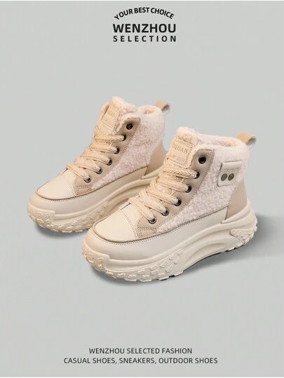 新款女士冬季户外雪地靴，毛绒衬里，厚实保暖，防滑，多功能，舒适耐用