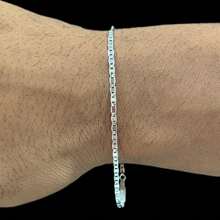 Men's Thin Silver Bracelet Piastrini 18cm 925 Silver Plated - 銀色 - 查看 3