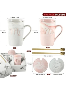 1 对 14 盎司蓝色和粉色陶瓷马克杯，适合先生和夫人的礼品套装，适合结婚礼物、周年纪念、生日、母亲节、父亲节、伴郎返校礼物