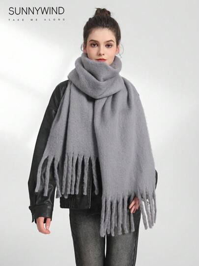 1pc Women's Solid Color Polyester Soft & Skin-Friendly Scarf, For Daily Use
