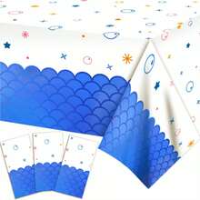 1pc/3pcs Mermaid Scale Sequin Tablecloth, Mermaid Tail, Shell, Star, Snowflake, Underwater World, Aquarium, Fairy Tale, Princess, Waterproof Tablecloth For Holiday, Birthday Party, Event Decoration, 130*220cm (May Have White Edges Due To Different Production Batches) - Mermaid Wallpaper - View 4