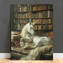 1 Piece Wooden Frame Canvas Painting, Fabric Unicorn Canvas Wall Art Printing-Myth Vintage Poster, Living Room, Bedroom, Office Home And Party Decoration - 12*18吋/30*45公分 附框 - 查看 9