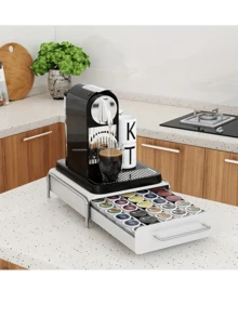 Estante multifuncional de gran capacidad para almacenar cápsulas de café - Organizador de portacápsulas para la cocina, oficina y hogar - Organizador de escritorio tipo deslizante para cafetería y accesorios del hogar - Multicolor - Ver 2