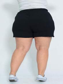 DUNA WOMEN'S PLUS SIZE BERMUDA SHORTS, HIGH WAIST, WITH ELASTIC AND POCKET - 黑色 - 查看 4