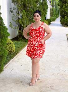 Women's Plus Size Jumpsuit Short Skirt With Printed Lining Summer - 顏色7 - 查看 4