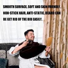 1 Pc Beard Bib Apron&Hairdressing Cloak Umbrella,Men's Non-Stick Material Beard Apron, Broken Hair Storage Cape Dress Hair Accessory Tool, Suitable For Hair Salons,One Size Fits Everyone-Gray - Grey - View 3