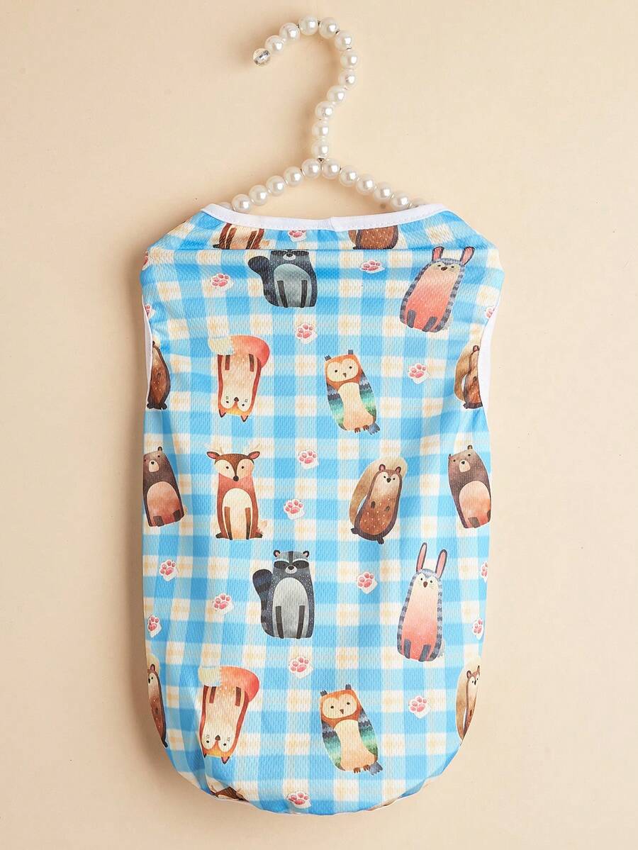 1件可爱动物爪印宠物背心，透气防掉毛猫狗内衣，适合小型犬猫 - 彩色 - 查看 1