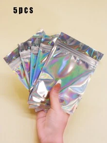 Túi khóa kéo Holographic, Túi đựng quà chống thấm nước có thể đóng lại Holographic nhiều màu sắc, Túi giấy bạc Yin Yang, Túi đựng mỹ phẩm và trang sức, Túi đựng đồ du lịch nhỏ - Nhiều màu - Xem 2