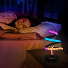 1 件创意台灯“圣诞树”，带多色变色照明、调光开关、USB 供电，适用于圣诞节和新年装饰，适用于卧室、书房和游戏室 - 黑色 - 查看 6