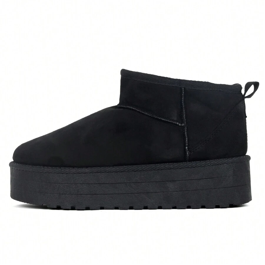 Nexsus Plus Ladies Women Faux Suede And Fur Lined High Sole Platform Warm And Cosy Boots Winter Shoes Indoor Outdoor Active Walking Boots Size UKI 3-8 - Black - View 1