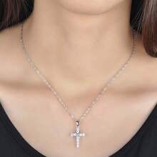 feilok 925 纯银和无限符号吊坠项链，优雅的方晶锆石镶嵌珠宝配饰，低过敏性，时尚百搭，适合日常佩戴或作为生日、感恩节、圣诞节礼物 - 銀色 - 查看 2