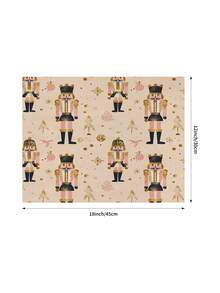 1pc Pink Christmas Nutcracker Pattern Table Runner, Christmas Home Decor Table Runner, Indoor/Outdoor Party Supplies & Room Decoration, Suitable For Christmas Family Kitchen Decoration And Christmas Event Party Decoration