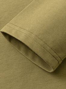 mini bala Children's Long Sleeve T-Shirt Autumn Basic T-Shirt - Khaki - View 6