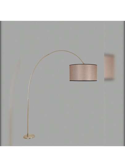 Well Home Vloer Lamp Curved Chrome Metal Straight Shade, Bruin Malaui Collection, 40x40x220, 27 Socket Max 60 W. Free Shipping In 24/48h view 3