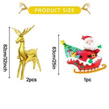 Bộ 3 bóng bay Giáng sinh - Đồ trang trí Giáng sinh cỡ lớn có tuần lộc đứng, xe trượt tuyết hình ông già Noel, bóng bay giấy bạc dùng để trang trí tiệc ngày lễ, tự dán kín, dành cho trẻ em từ 14 tuổi trở lên - Nhiều màu - Xem 7