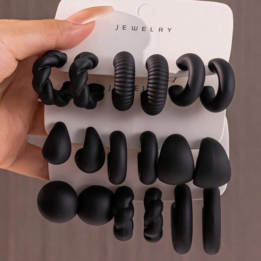 Bộ 6-18 khuyên tai nhựa Acrylic hình giọt nước phóng đại xuyên biên giới Châu Âu và Châu Mỹ mới